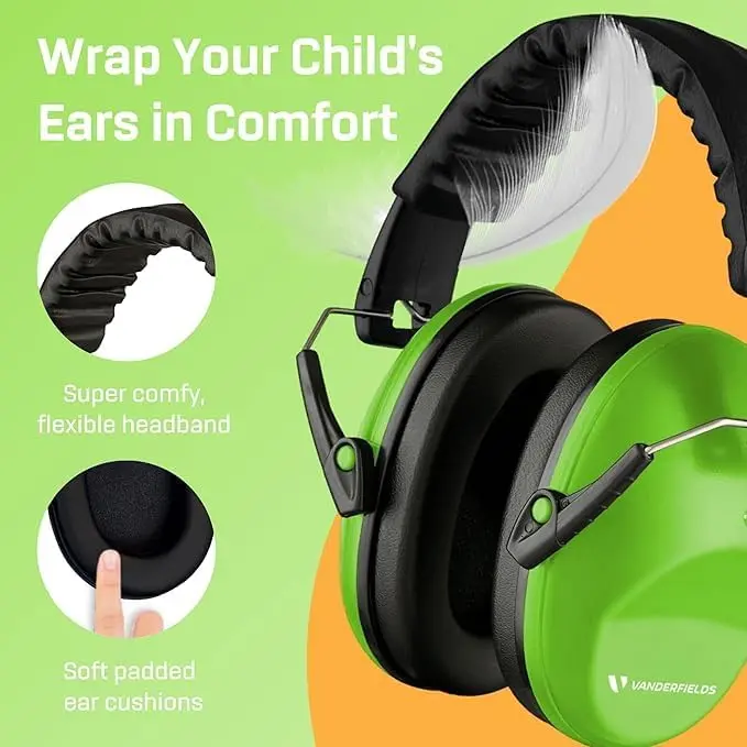 Vanderfields Kids Noise Canceling Headphones - Green Fields - 20 dB NRR (19 dB NRR / 24 dB SNR) - view 5