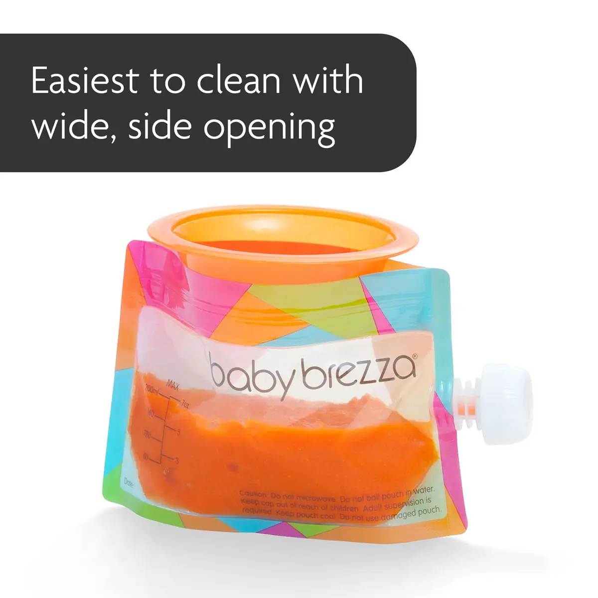 Baby Brezza Reusable Baby Food Storage Pouches, 10 Pack, 7oz | Leak-Proof, Food-Grade Plastic, Freezer & Dishwasher Safe - view 4