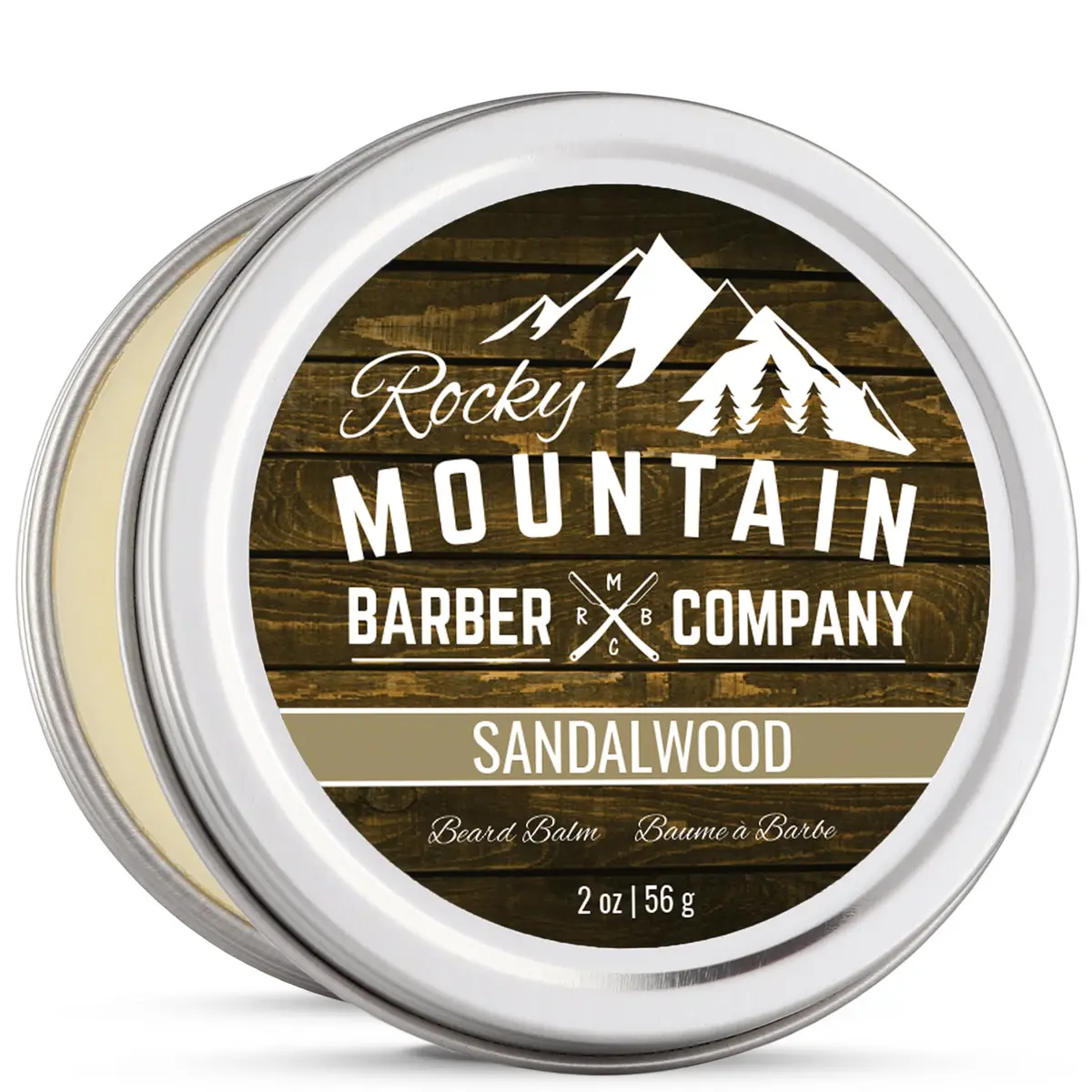 Rocky Mountain Barber Company Sandalwood Mustache & Beard Balm, 2 oz | Nourishing, Natural, Sandalwood Scent - main product image