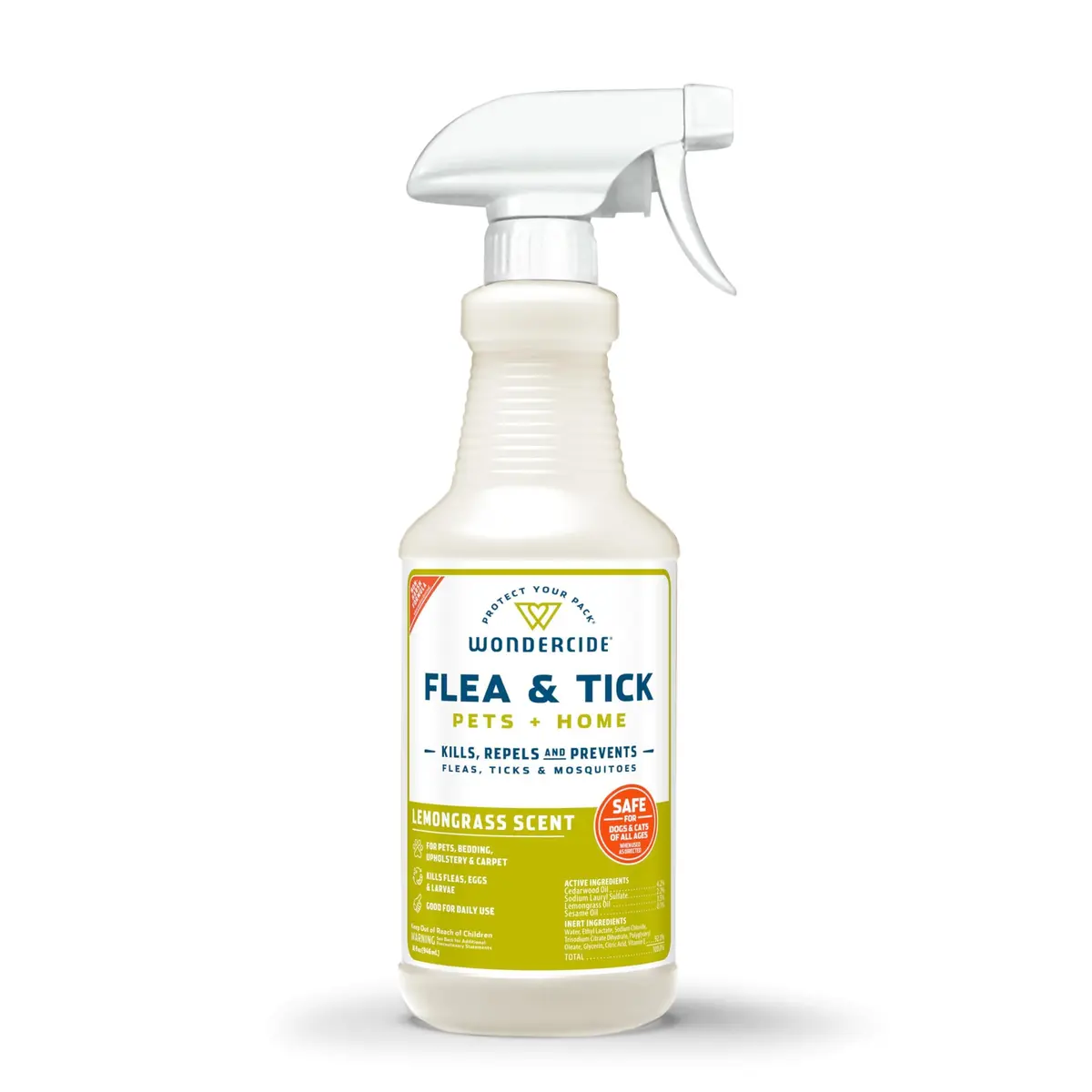 Wondercide Natural Flea, Tick & Mosquito Spray for Pets and Home, Lemongrass 16 oz | Kills 98-100% Fleas, Ticks & Mosquitoes - main product image