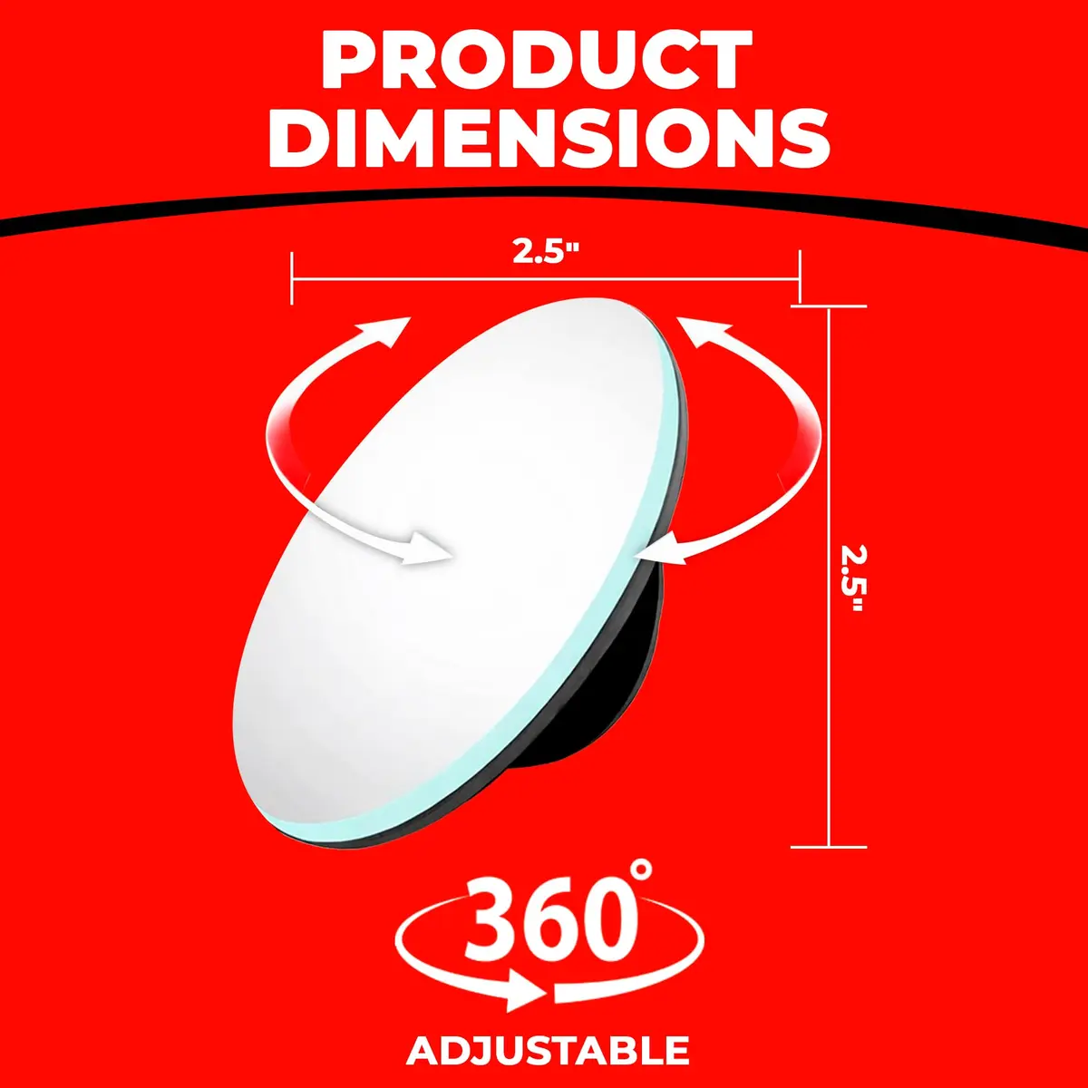Utopicar Round Blind Spot Mirrors 2.5" (2-Pack) | Universal Fit HD Glass Convex Auto Parts - view 6