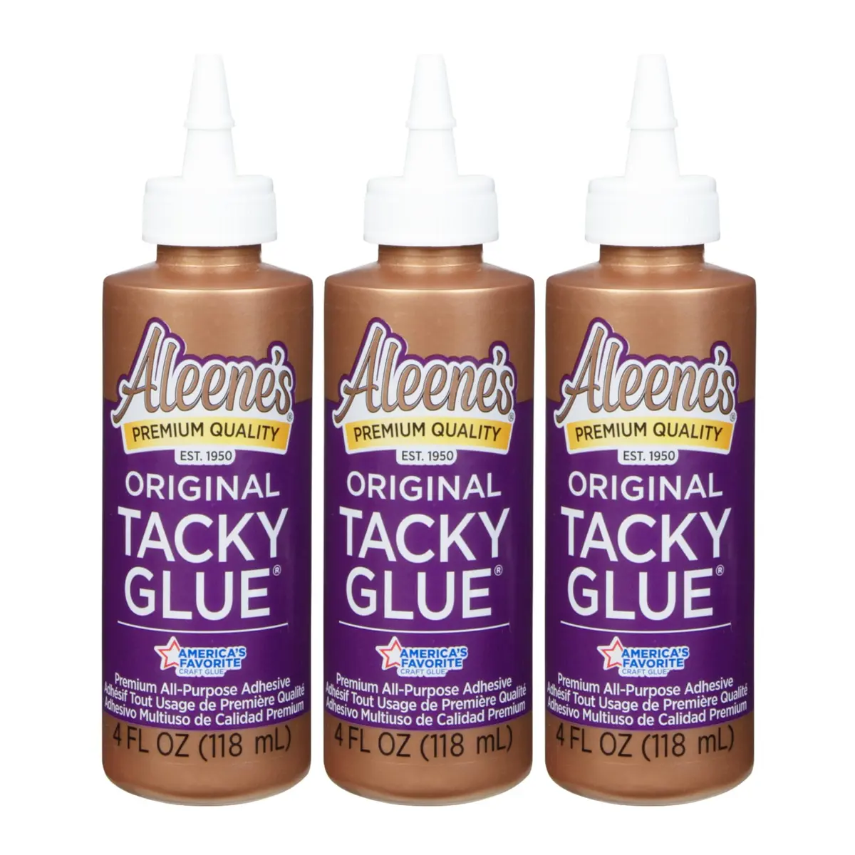Aleene's Original Tacky Glue 4 fl oz (118ml) 3-Pack | All-Purpose Adhesive for Crafts & DIY - main product image