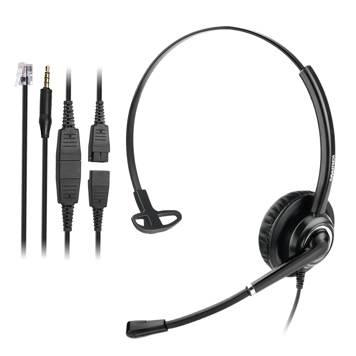 MAIRDI Monaural Office Headset with RJ9 & 3.5mm Connectors | Noise-Cancelling Microphone & HD Audio - main product image