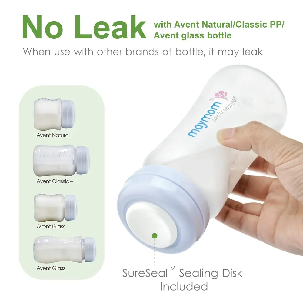 Maymom Wide Neck Breastmilk Collection and Storage Bottle 9oz | Leak-Proof & Compatible with Spectra & Avent Pumps - view 5