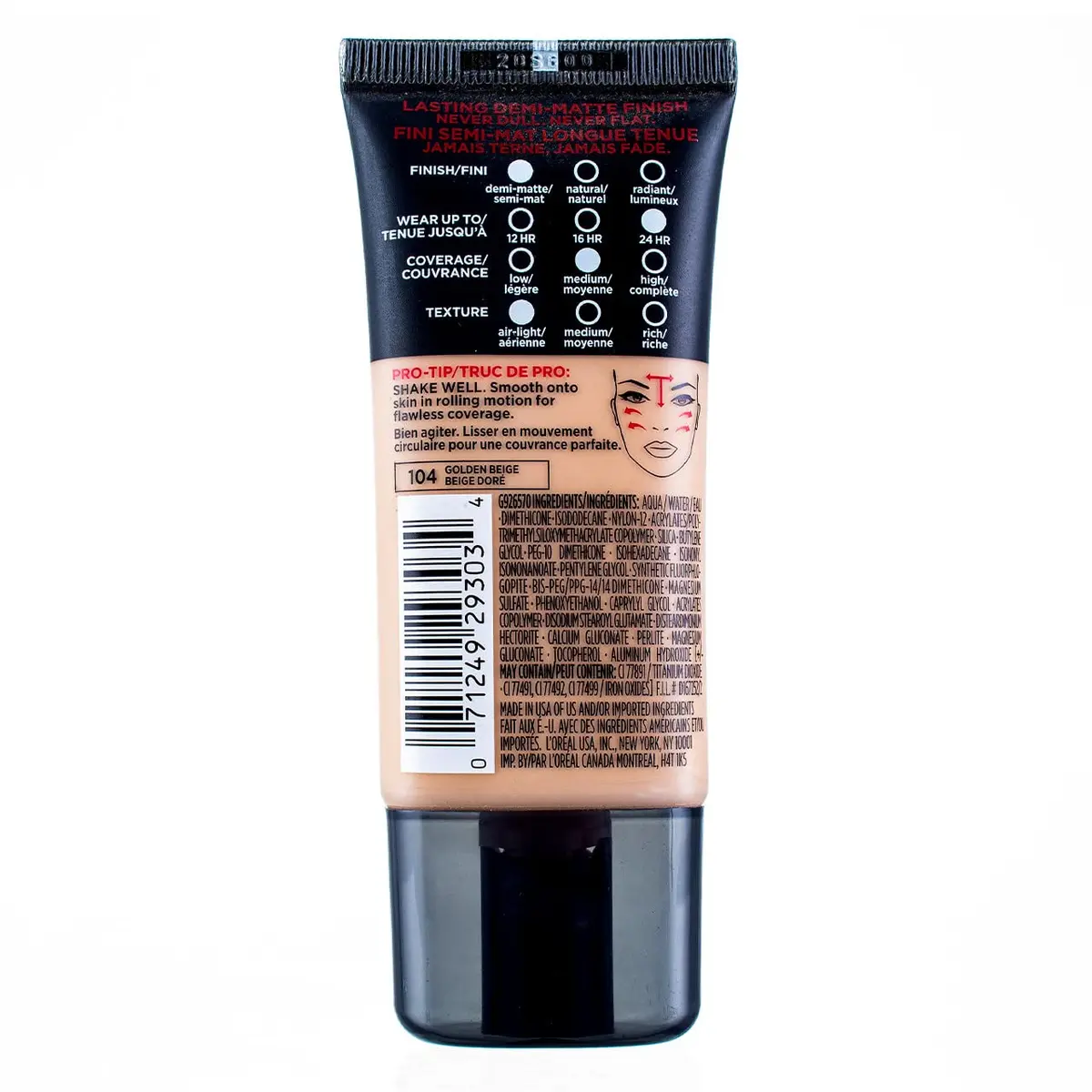 L'Oreal Paris Infallible Pro-Matte Foundation Golden Beige 1 Fl Oz | 24HR Demi-Matte Finish, Sweat-Resistant - view 4