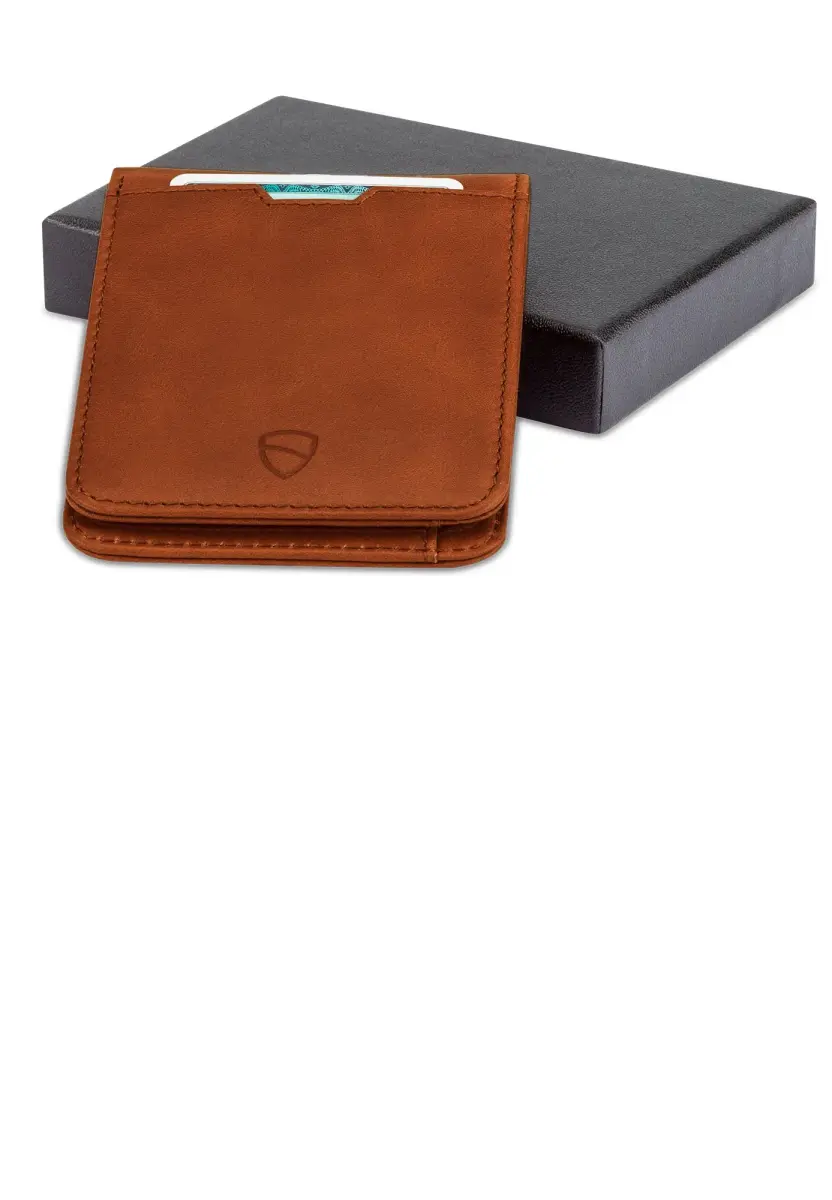 Vaultskin Manhattan Slim Leather Bifold RFID Wallet for Men (Cognac) | RFID Blocking Security for Cards & Bills - view 6