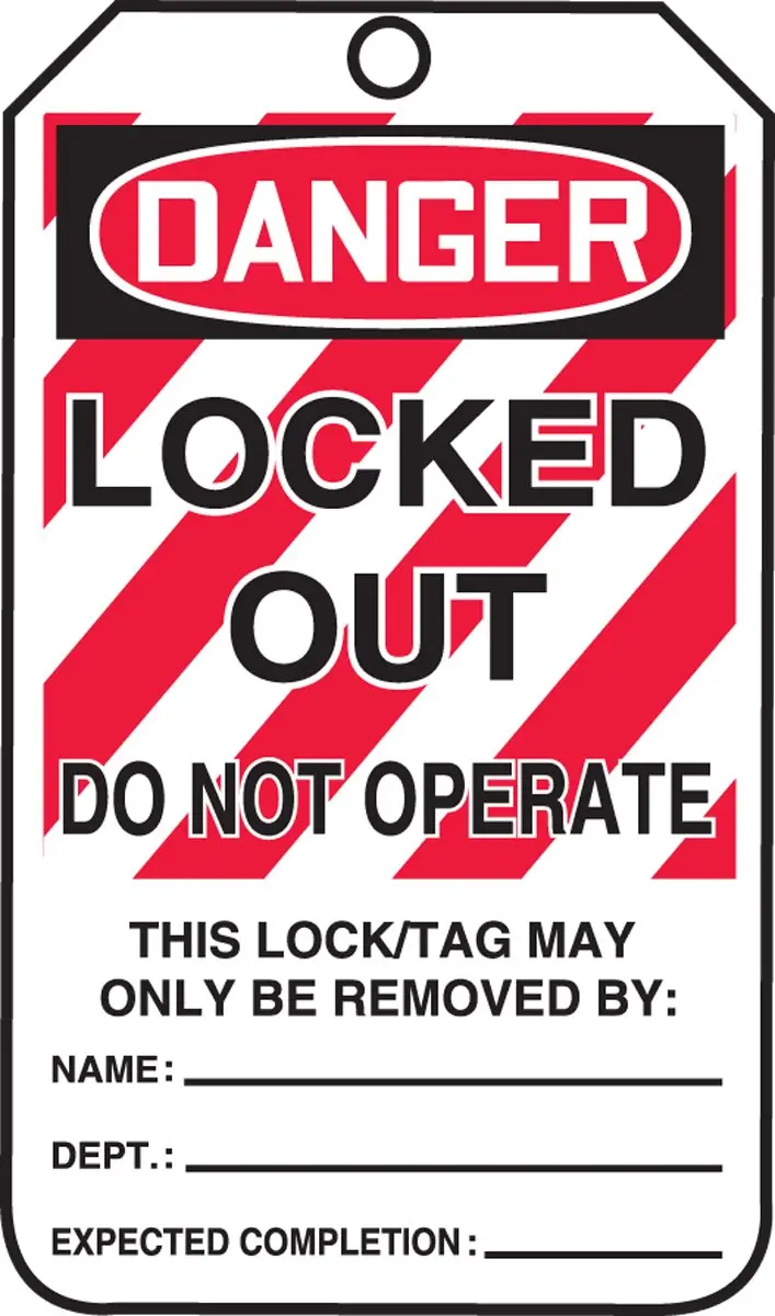 Accuform Lockout Tags, Pack of 5, Danger Locked Out Do Not Operate | OSHA Compliant, Water-Resistant, Temperature-Resilient - main product image