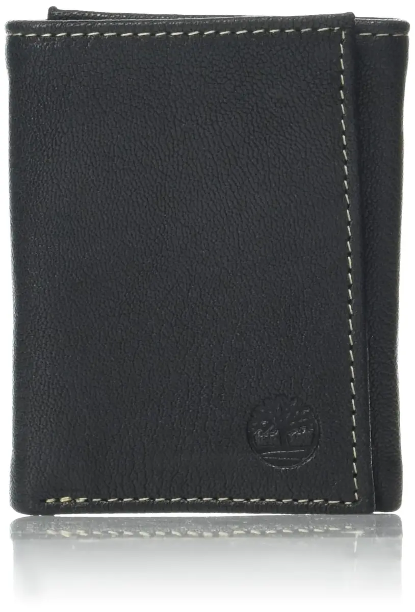 Timberland Men's Genuine Leather RFID Blocking Trifold Wallet Black | 3-inch (7.62 cm) Length - main product image