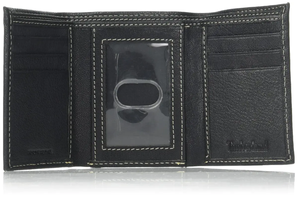 Timberland Men's Genuine Leather RFID Blocking Trifold Wallet Black | 3-inch (7.62 cm) Length - view 5