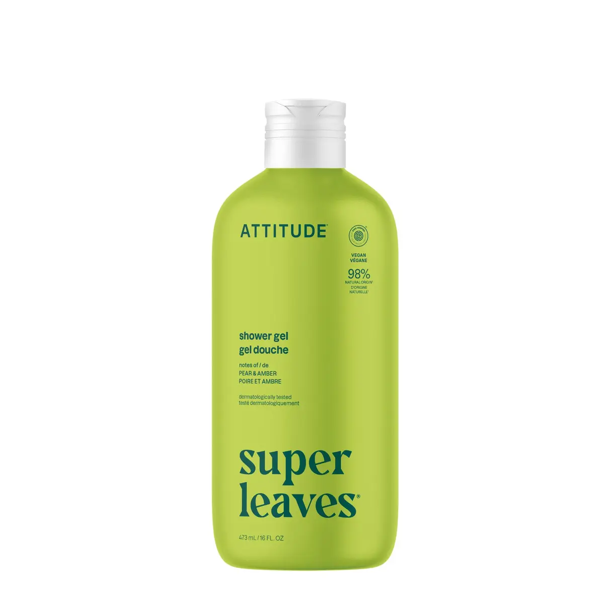 BIO SPECTRA ATTITUDE Body & Face Wash, Pear & Amber, EWG Verified, Vegan, 16 Fl Oz | Gentle, Naturally Sourced Cleansing for All - main product image