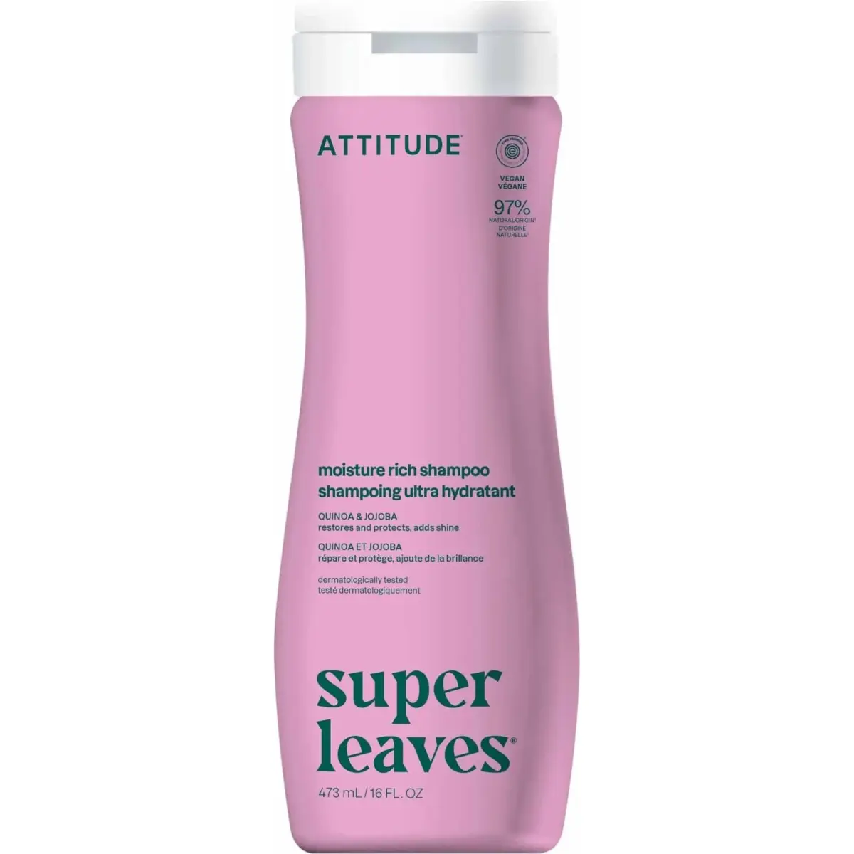 ATTITUDE Moisture Rich Hair Shampoo 473ml (16 Fl Oz) | EWG Verified Hydrating Shampoo for Dry and Damaged Hair - main product image