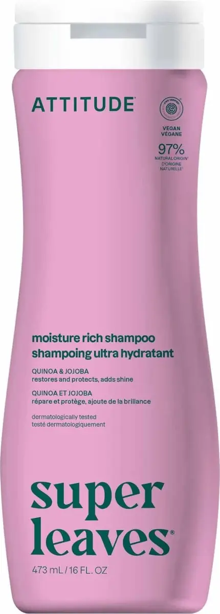 ATTITUDE Moisture Rich Hair Shampoo 473ml (16 Fl Oz) | EWG Verified Hydrating Shampoo for Dry and Damaged Hair - main product image
