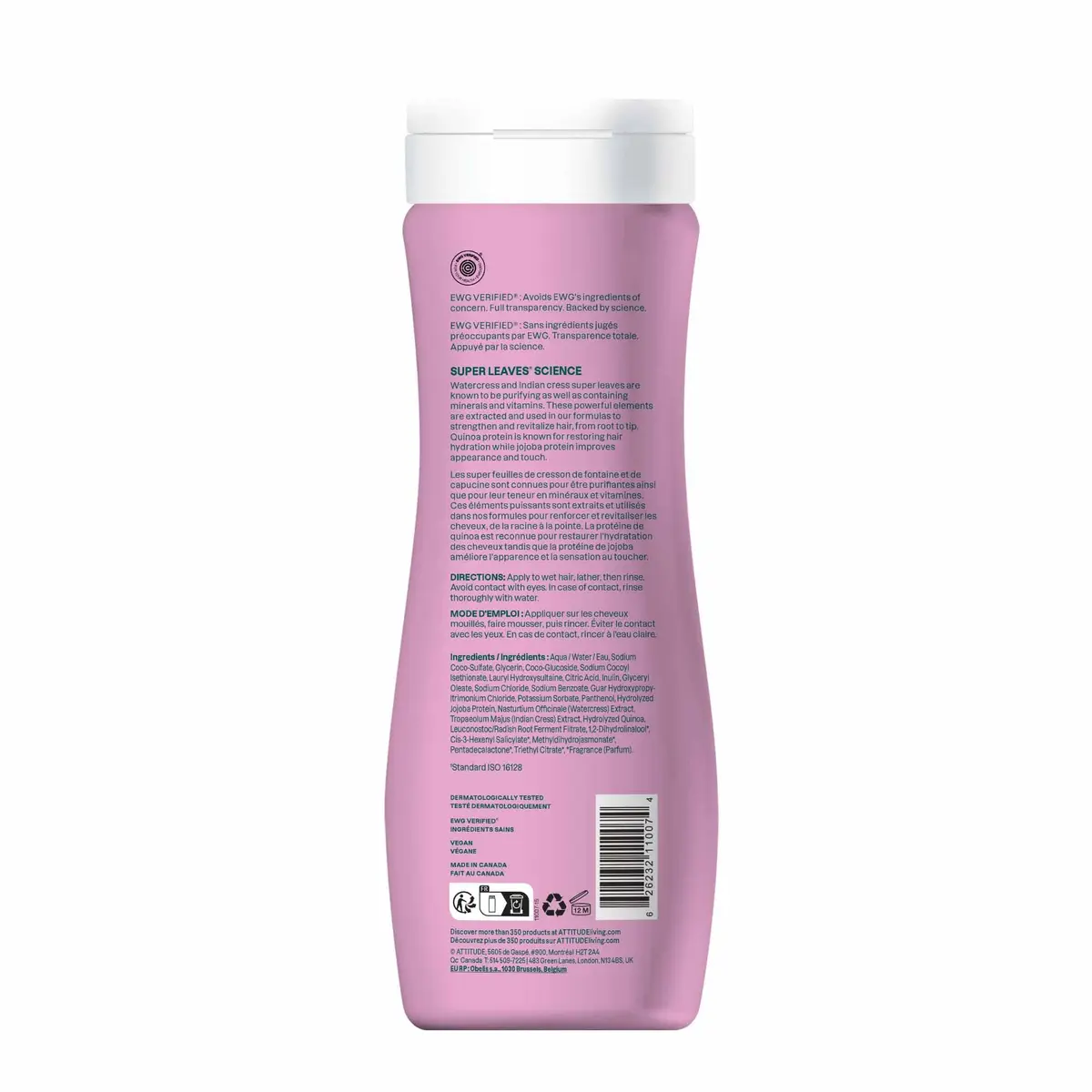 ATTITUDE Moisture Rich Hair Shampoo 473ml (16 Fl Oz) | EWG Verified Hydrating Shampoo for Dry and Damaged Hair - view 8