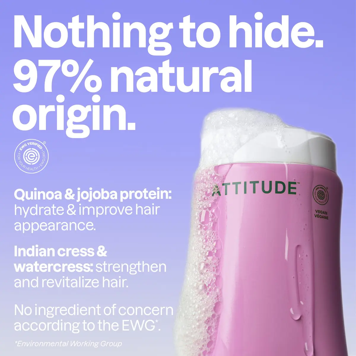 ATTITUDE Moisture Rich Hair Shampoo 473ml (16 Fl Oz) | EWG Verified Hydrating Shampoo for Dry and Damaged Hair - view 3