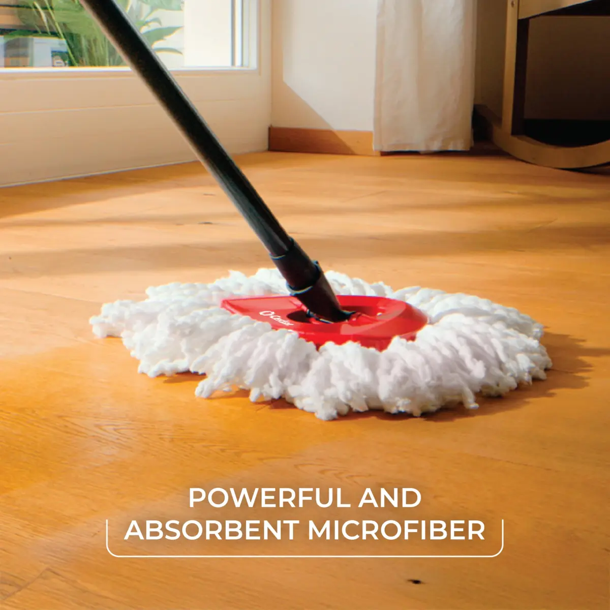 O-Cedar EasyWring Microfiber Spin Mop & Bucket Floor Cleaning System with 4 Mop Heads | Removes 99% Bacteria with Water - view 6