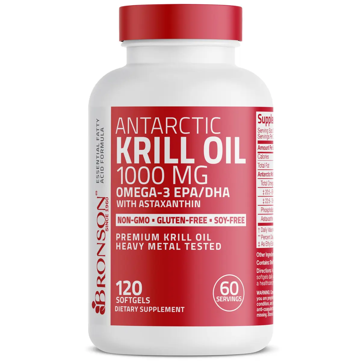 Bronson Antarctic Krill Oil 1000 mg with Omega-3s, 120 Softgels | Pure Antarctic Krill Oil for Heart & Eye Health - view 5