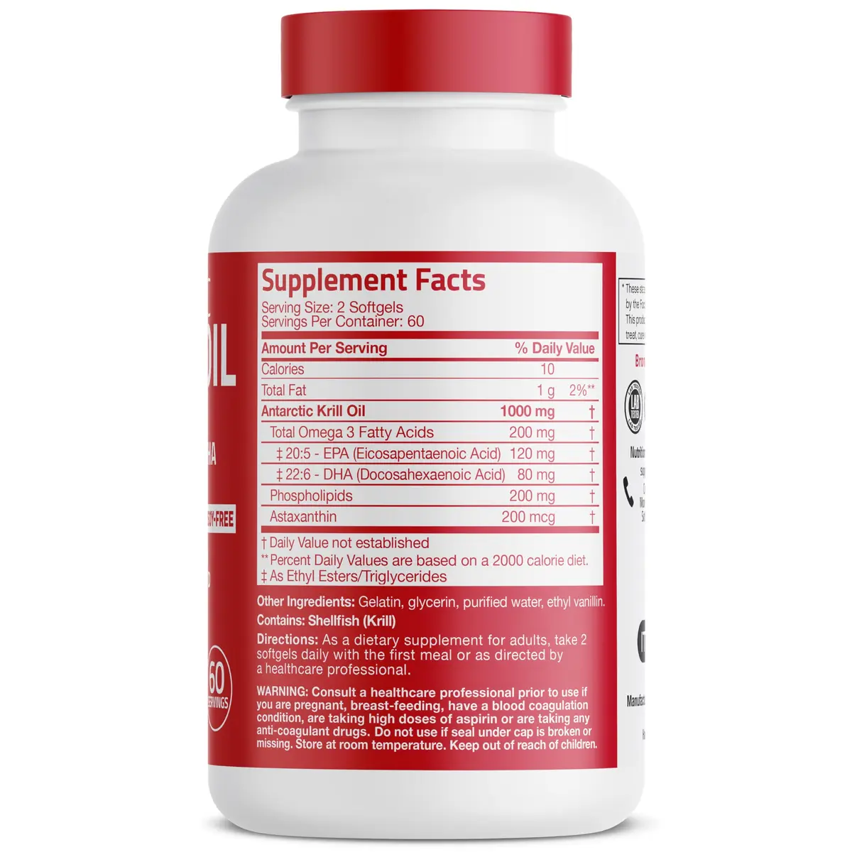 Bronson Antarctic Krill Oil 1000 mg with Omega-3s, 120 Softgels | Pure Antarctic Krill Oil for Heart & Eye Health - view 2