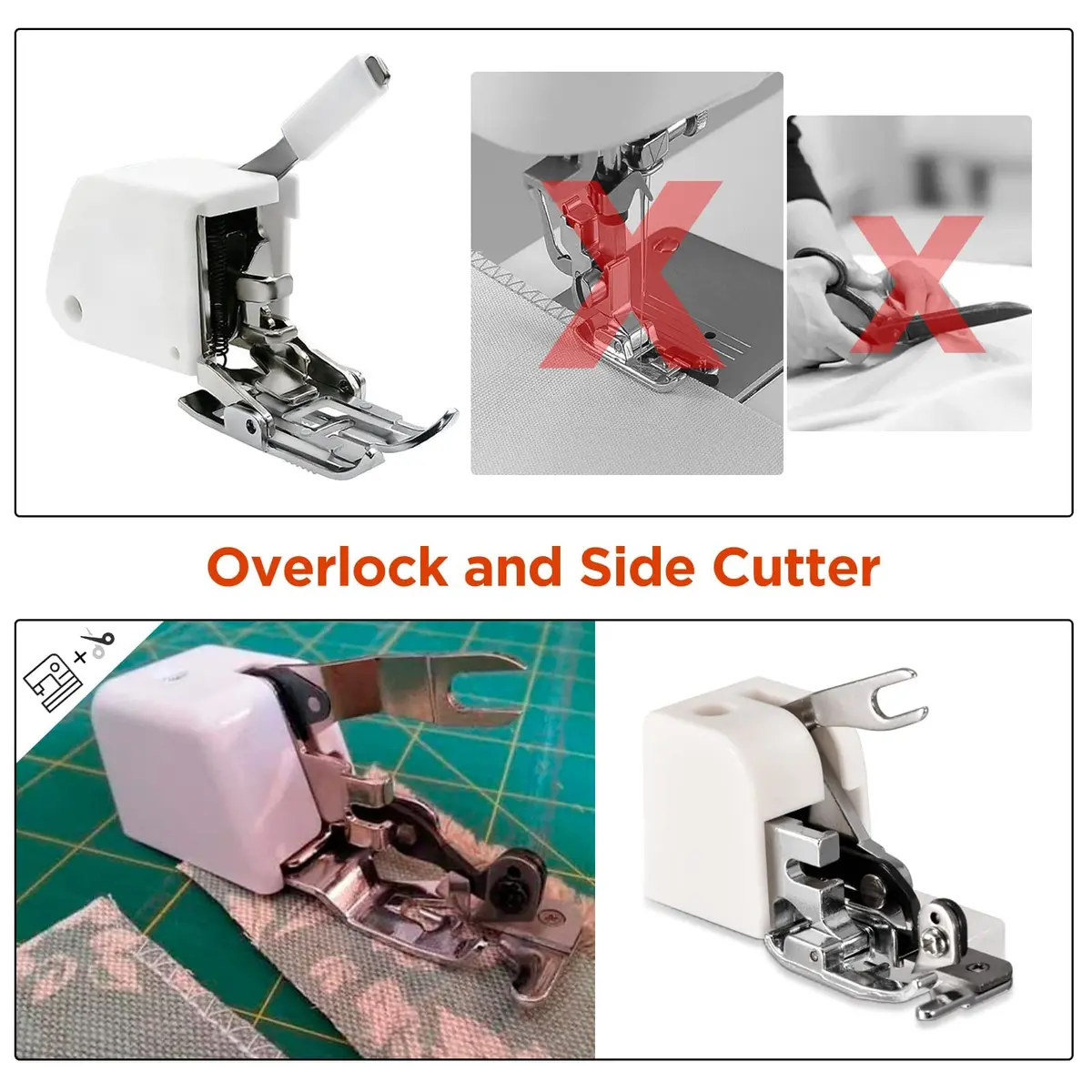 ONEVER Side Cutter Presser Foot for Low Shank Sewing Machines | Fabric Trimming & Overcast Finish - view 3