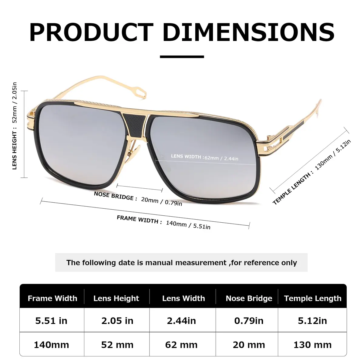 AEVOGUE Men's Oversized Shield Sunglasses AE0336 | Retro Alloy Frame, 62mm Lens Width, UV Protection - view 5