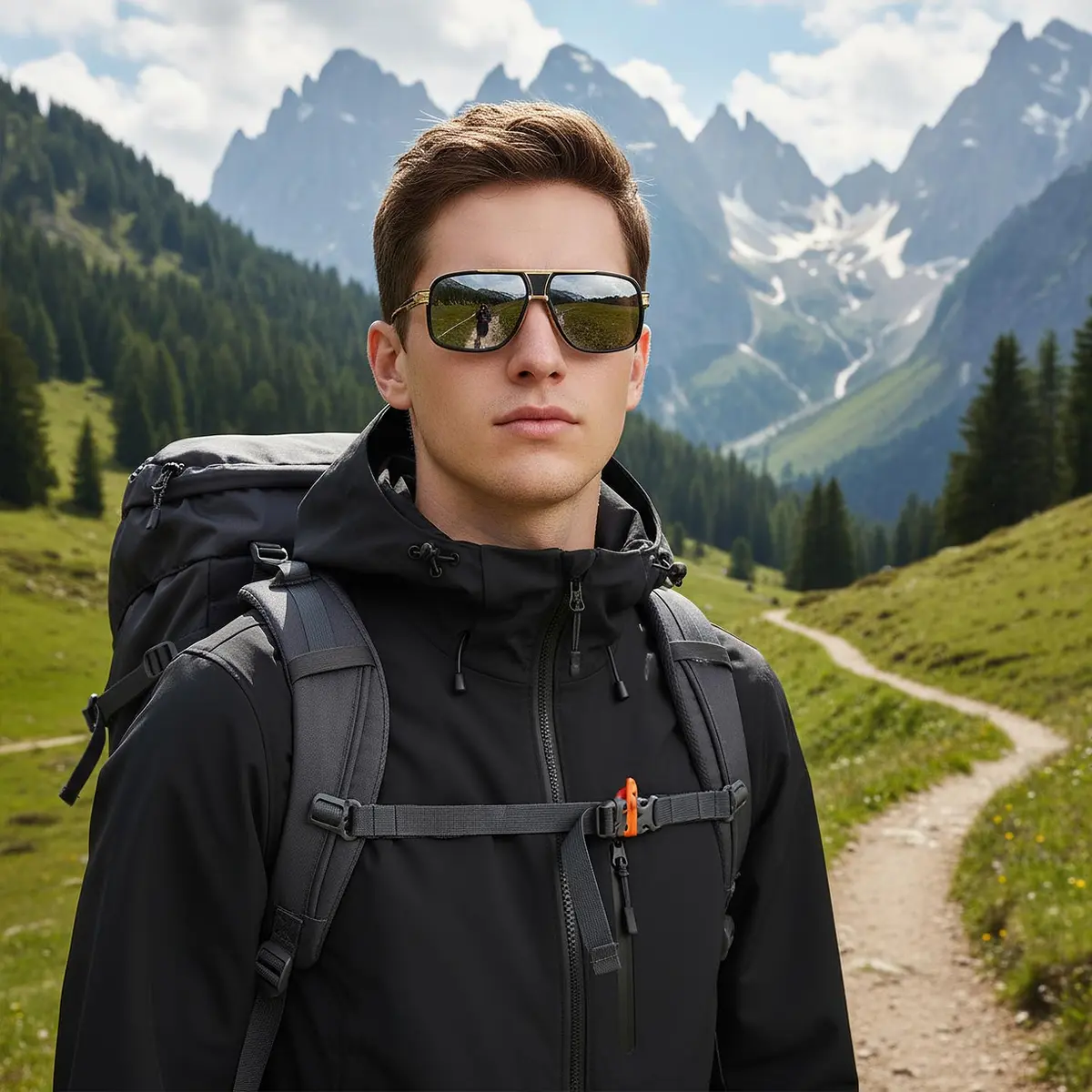 AEVOGUE Men's Oversized Shield Sunglasses AE0336 | Retro Alloy Frame, 62mm Lens Width, UV Protection - view 3