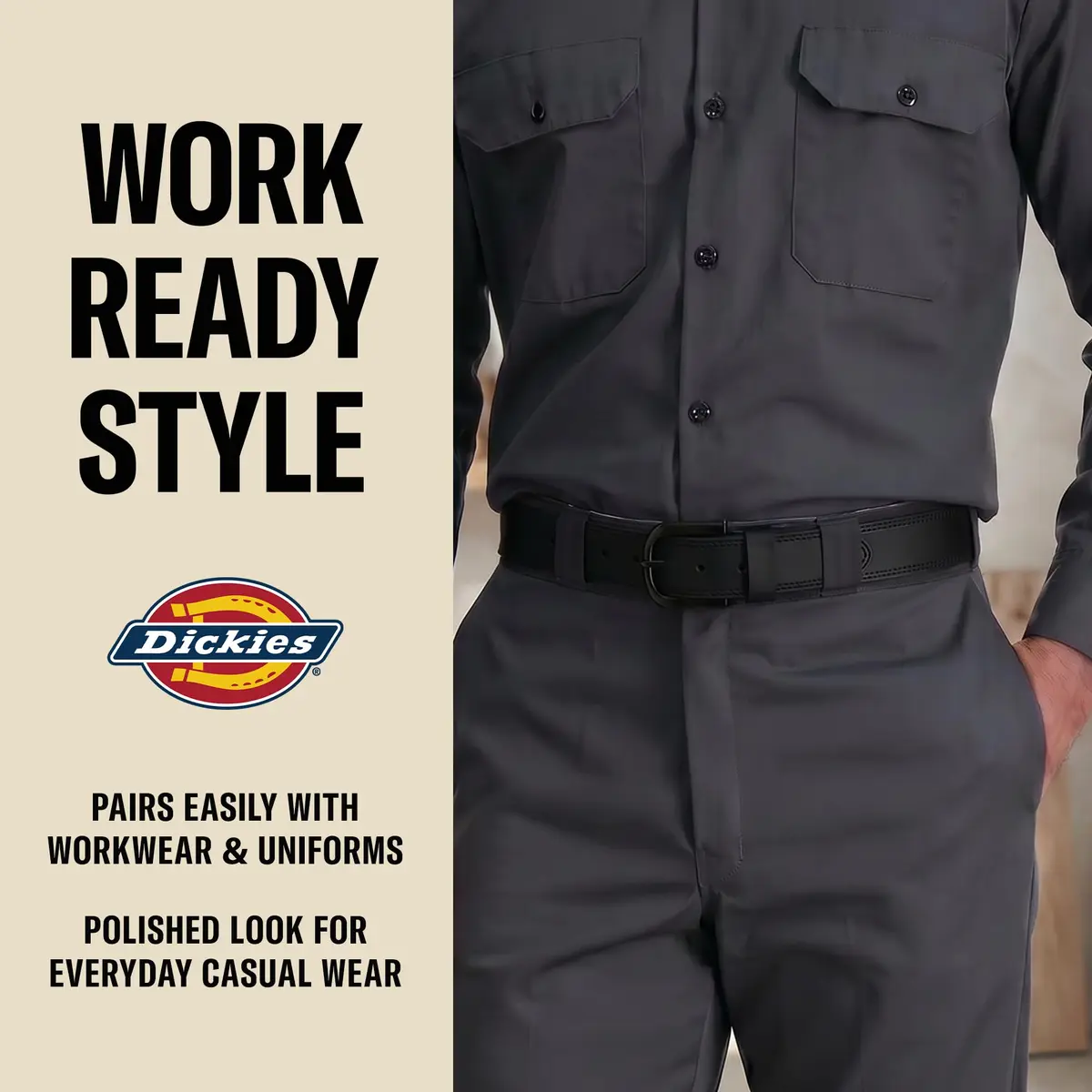 Dickies Men's Genuine Leather Work Casual Belt | Durable, Versatile & Authentic - view 3
