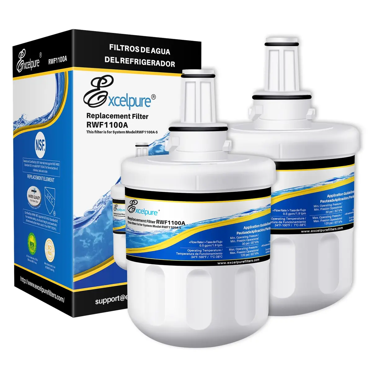 EXCELPURE DA29-00003G Refrigerator Water Filter 2-Pack | 99.99% Sediment & Particles Filtration - main product image
