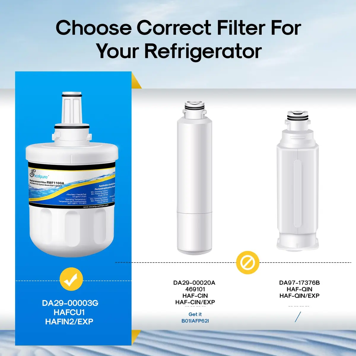 EXCELPURE DA29-00003G Refrigerator Water Filter 2-Pack | 99.99% Sediment & Particles Filtration - view 2