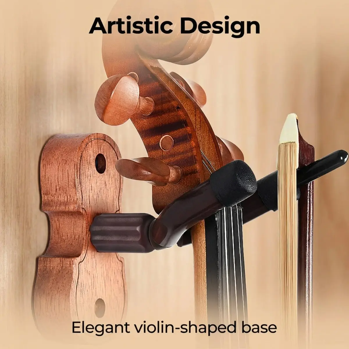 WOGOD Violin Hanger Wall Mount with Bow Holder - Sapele Wood & Metal - 1 Pack - view 5