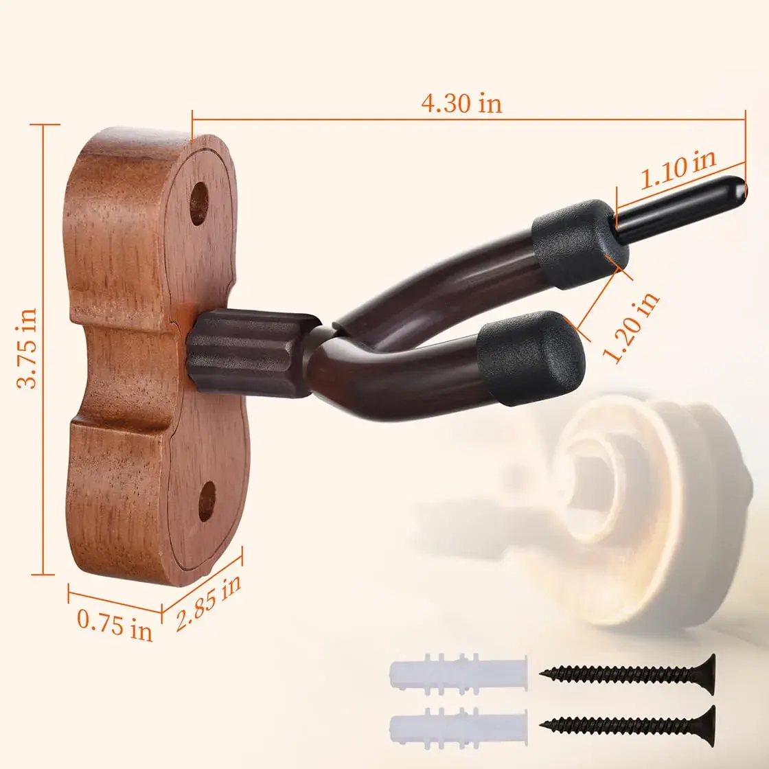 WOGOD Violin Hanger Wall Mount with Bow Holder - Sapele Wood & Metal - 1 Pack - view 7