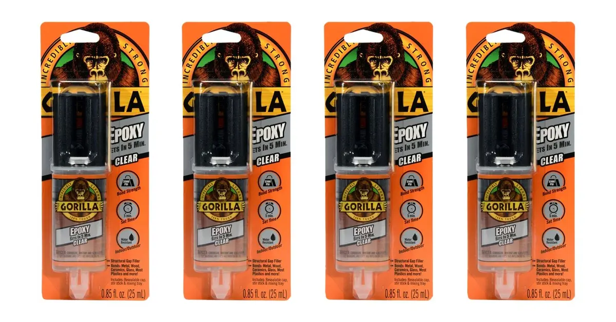 Gorilla 2 Part Epoxy, Clear, 0.85 Fl Oz Syringe | 5 Min Set, Strong Bonding - main product image