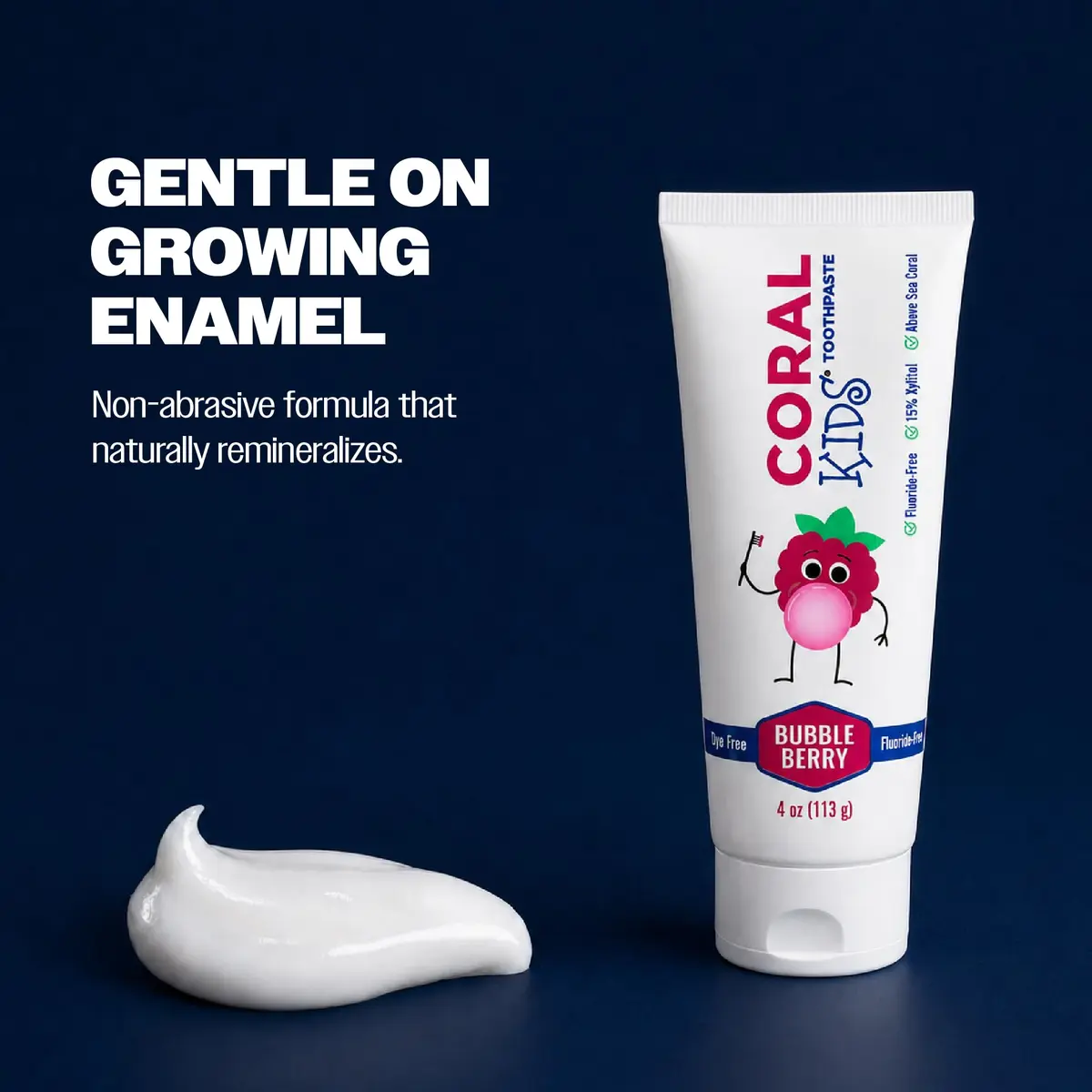 Coral White Kids Fluoride Free Toothpaste – Coral Calcium & Nano Silver | Bubble Berry 4 oz - view 5