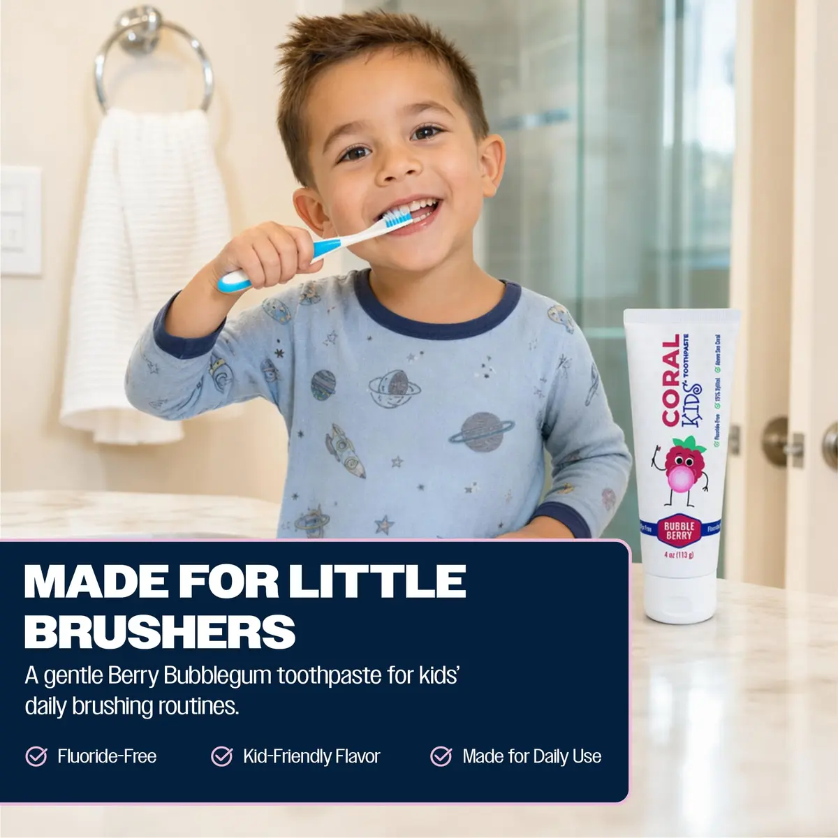 Coral White Kids Fluoride Free Toothpaste – Coral Calcium & Nano Silver | Bubble Berry 4 oz - view 3