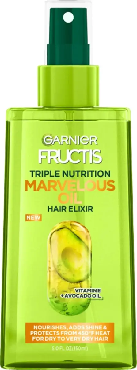 Garnier Fructis Triple Nutrition Marvelous Oil Hair Elixir 160ml (5.0 Fl Oz) | Intense Nourishment for Dry Hair - main product image