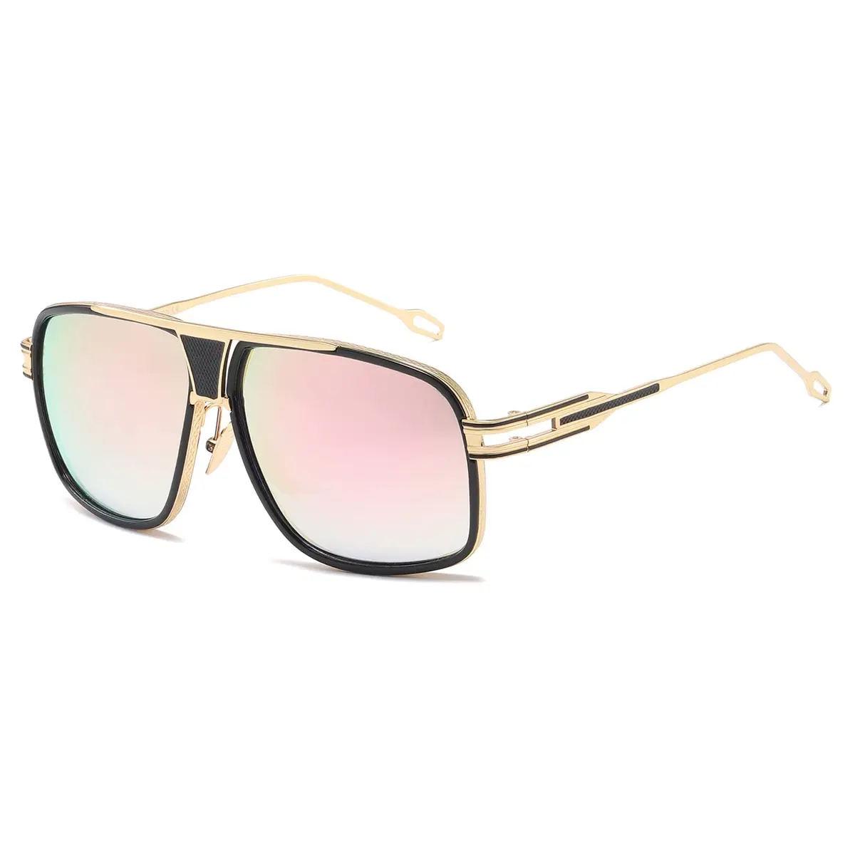 AEVOGUE Oversized Shield Sunglasses Retro Alloy Aviator AE0336 Gold&Red | 62mm (2.44in) Lens Width - main product image