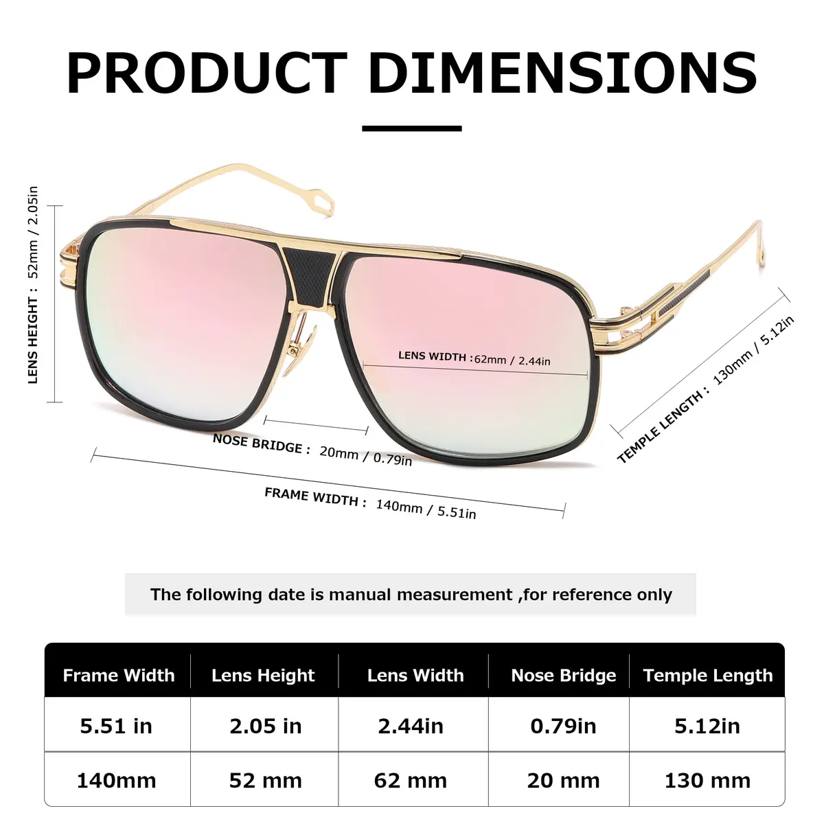 AEVOGUE Oversized Shield Sunglasses Retro Alloy Aviator AE0336 Gold&Red | 62mm (2.44in) Lens Width - view 5