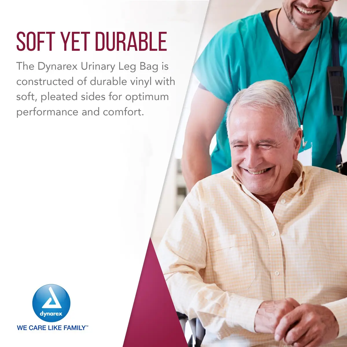 Dynarex Urinary Leg Bag 600 ml | Non-Drip Closure & Anti-Reflux Valve for Catheter, White, 12 Pack - view 5