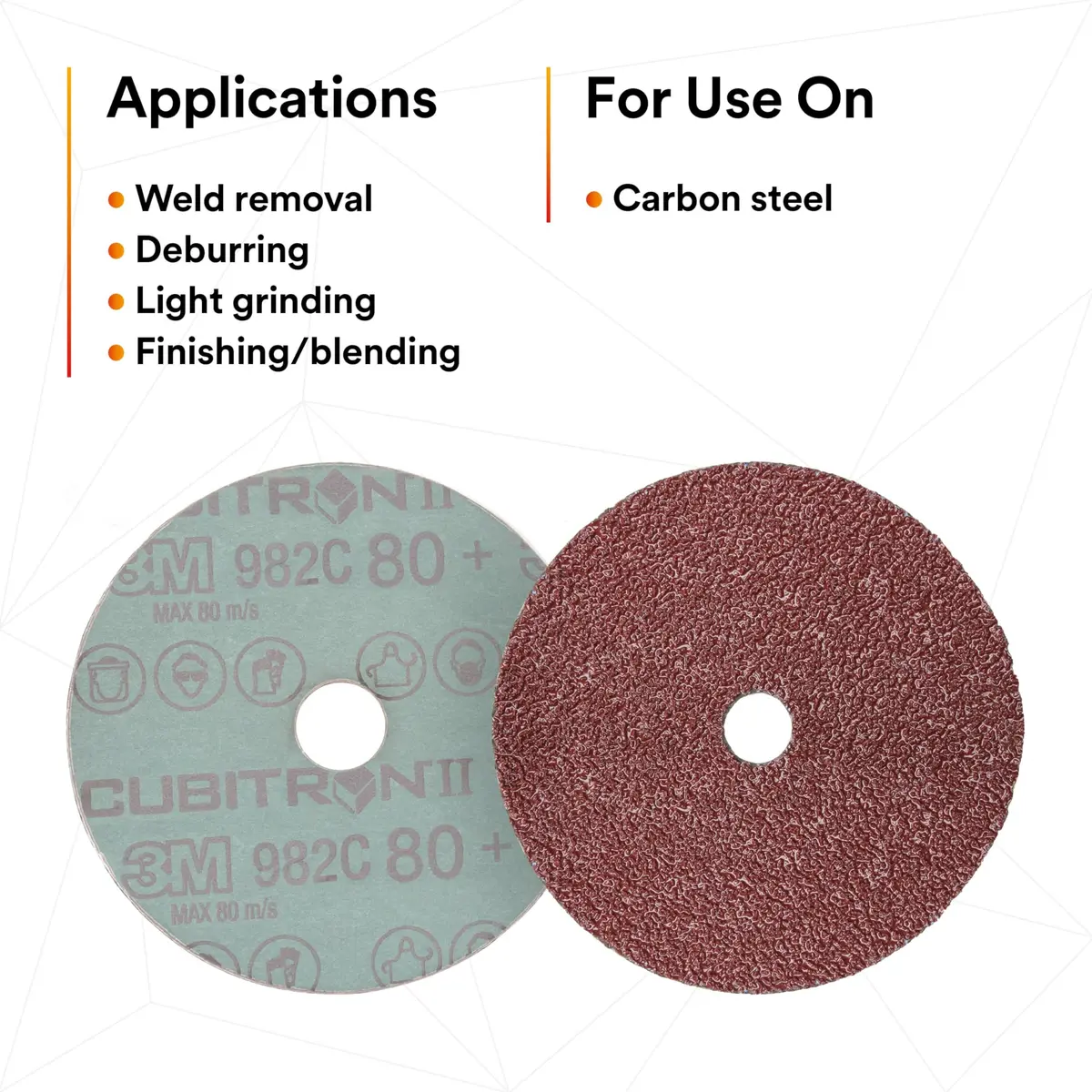 3M Cubitron II Fibre Disc, 982C, 60+, 9-1/8 in x 7/8 in | Heavy-Duty Ceramic Abrasive Disc - view 8