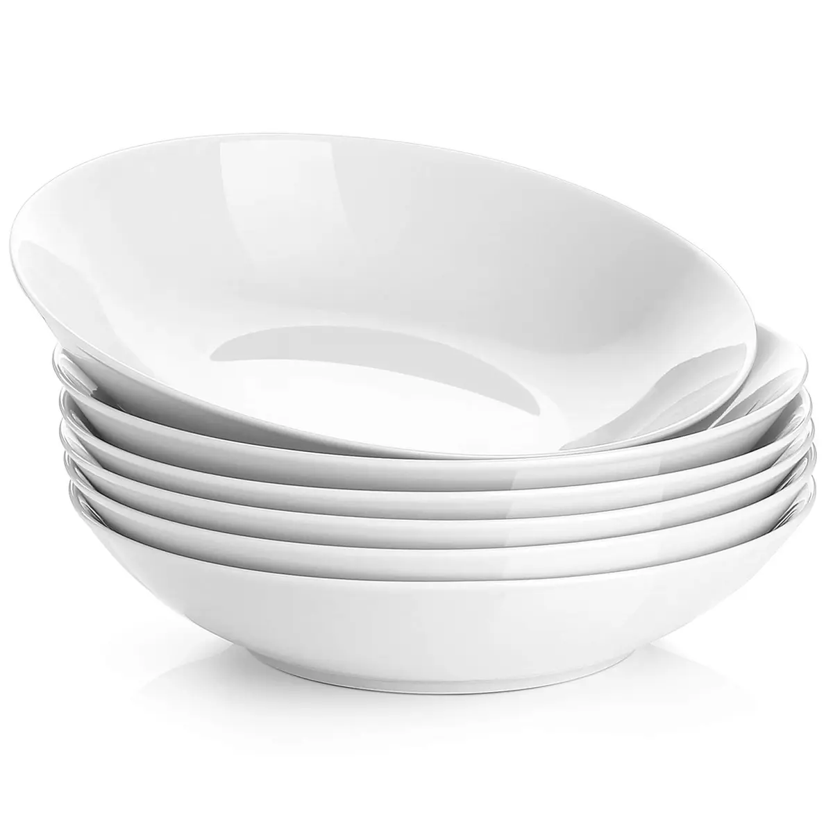 Y YHY 8" Pasta Bowls Set for 6 | Porcelain 22oz Salad & Soup Bowls, Microwave & Dishwasher Safe - main product image