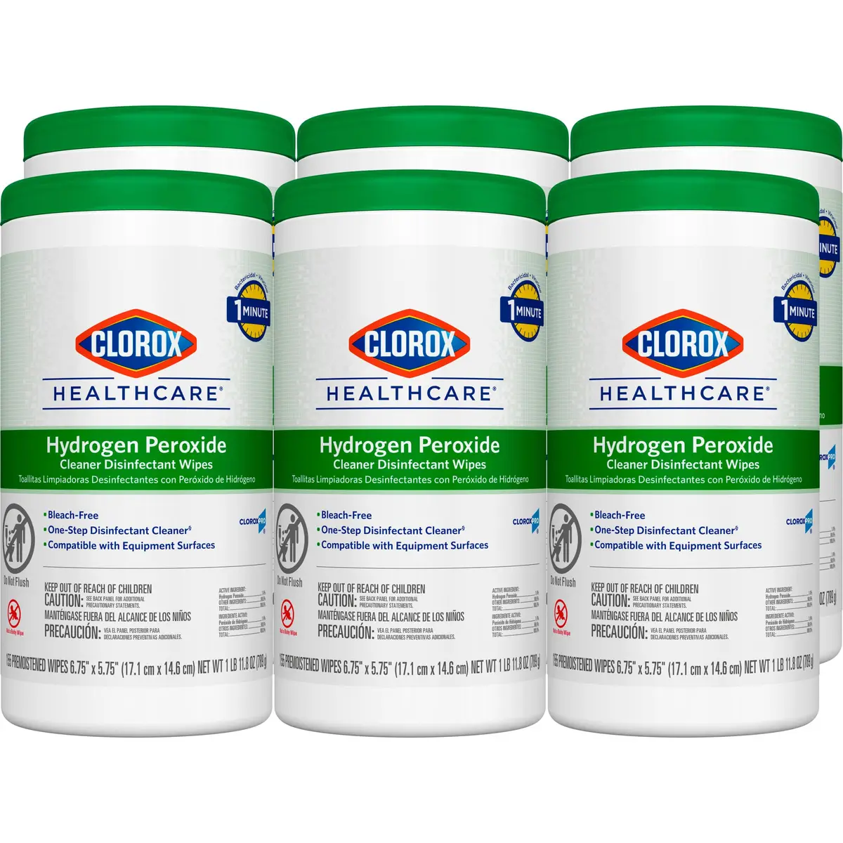 Clorox Healthcare Hydrogen Peroxide Disinfecting Wipes 1395 Count (Pack of 9) | EPA Registered Kills C. auris & MRSA - main product image