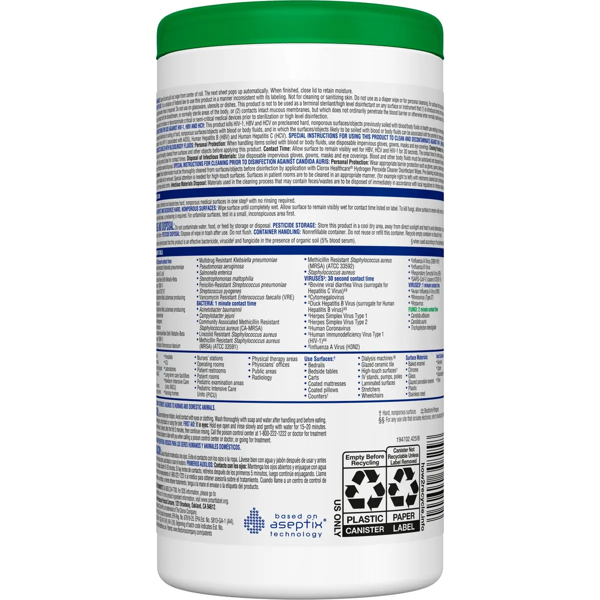 Clorox Healthcare Hydrogen Peroxide Disinfecting Wipes 1395 Count (Pack of 9) | EPA Registered Kills C. auris & MRSA - view 8