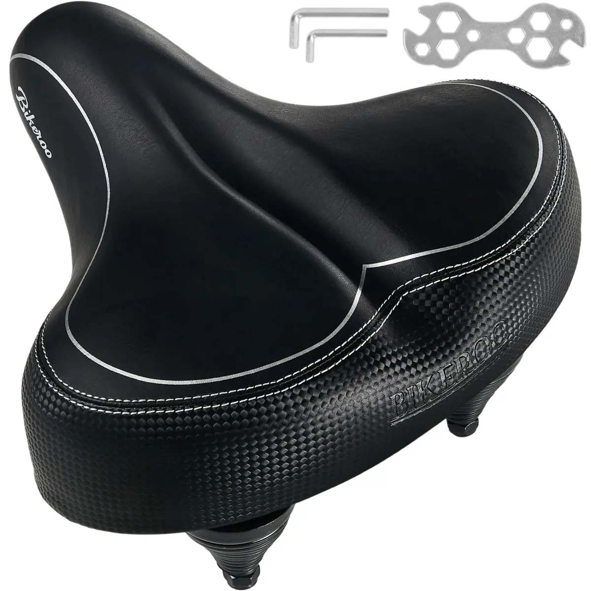 Bikeroo Oversized Bike Seat - 10.2" x 10.2" Wide Cruiser Saddle with Memory Foam & Dual Suspension | Fits Most Bikes, 350 lb Capacity - main product image
