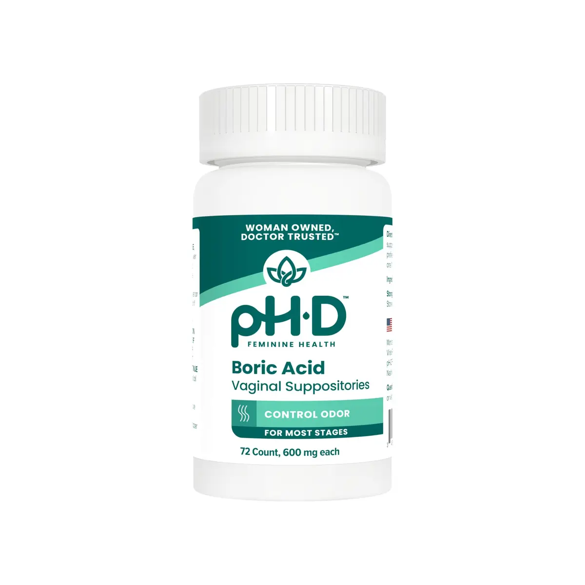 pH-D Feminine Health Support 600 mg Boric Acid Suppositories | Safe Vaginal Odor Relief for Women - main product image
