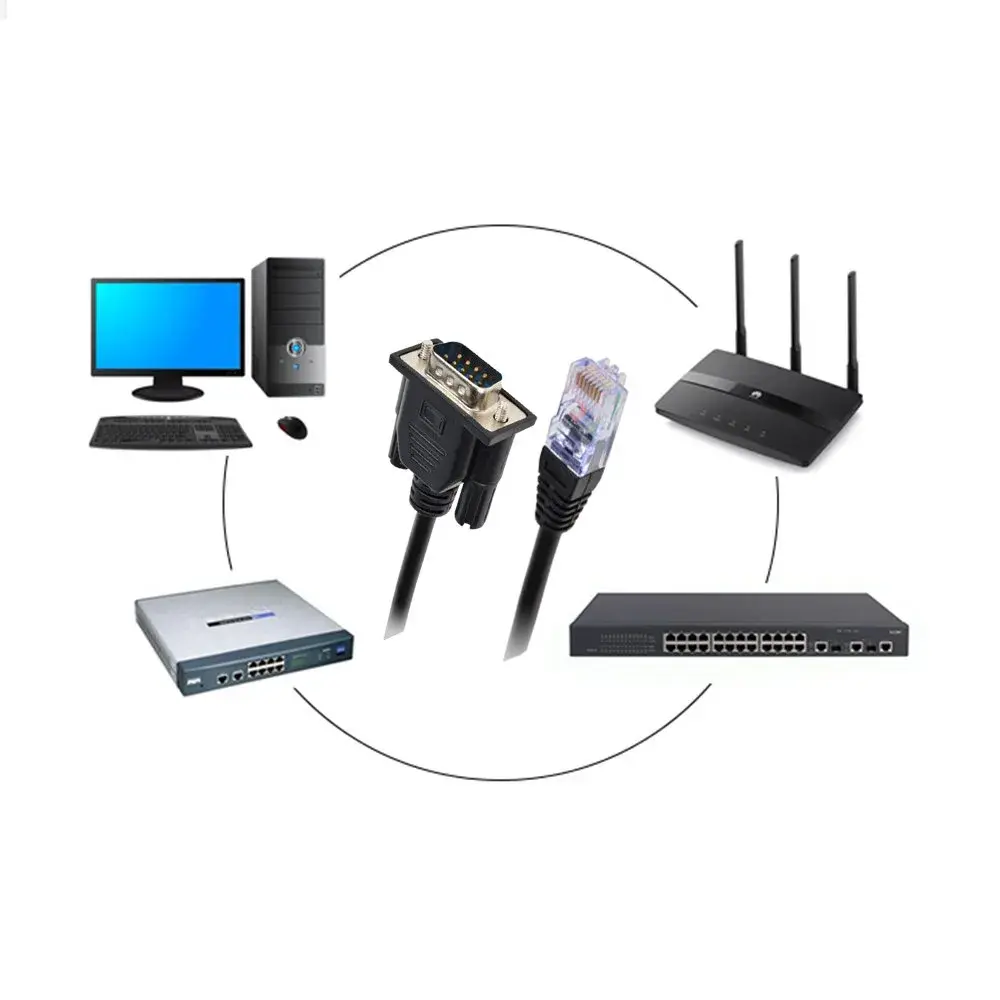 LFHUKEJI RJ45 to RS232 DB9 Serial Console Cable 1m (3.3ft) | Connects Routers & Switches - view 3
