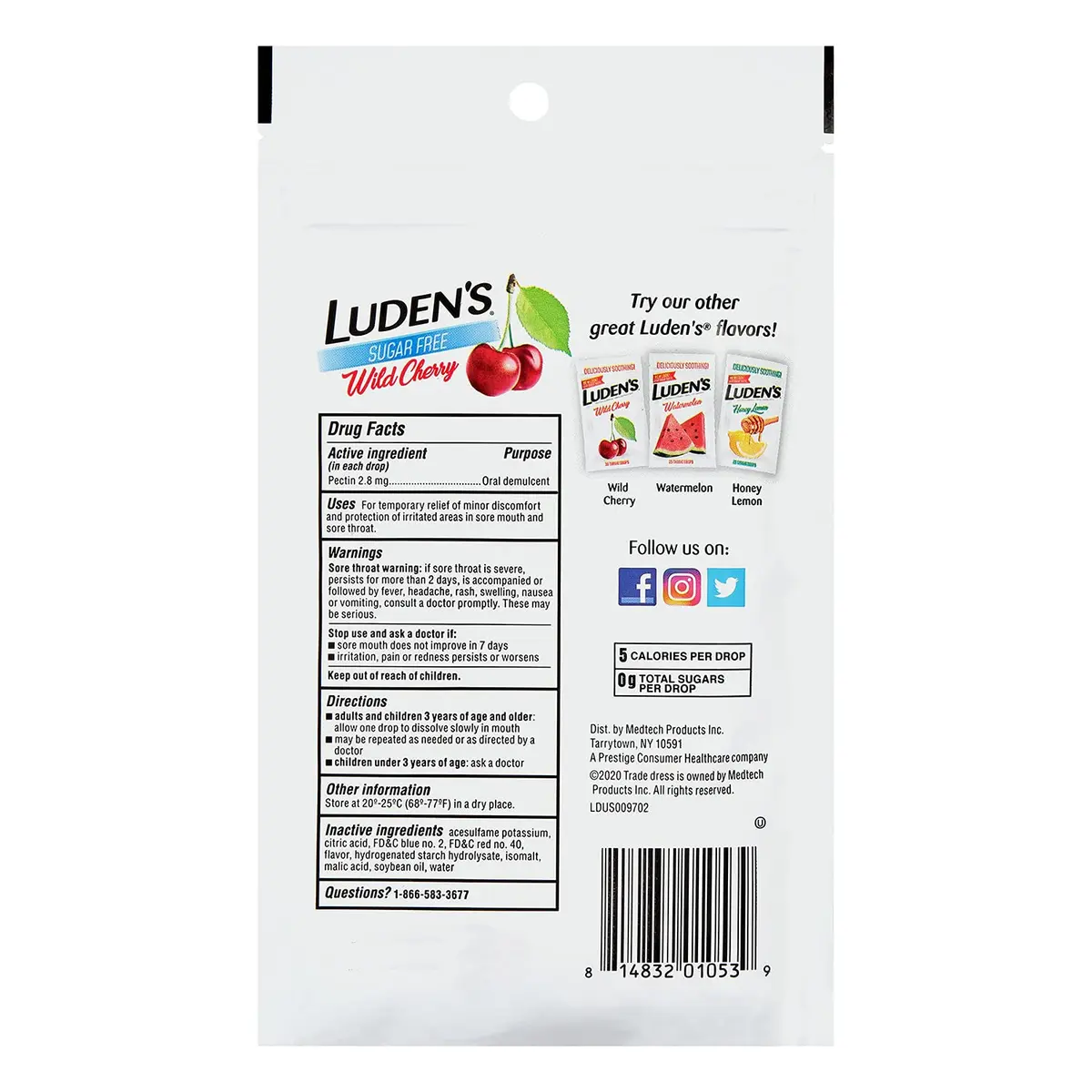 Luden's Sugar-Free Wild Cherry Throat Drops 25 Count | Soothing Relief for Dry Throat & Cough - view 8