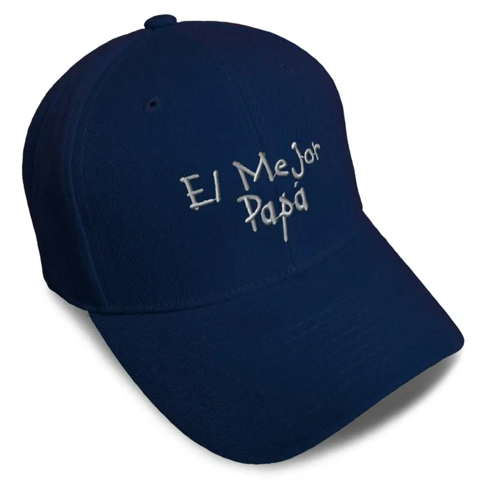 Speedy Pros Baseball Cap for Men & Women | Embroidered 'El Mejor Papa Ever' | Navy Acrylic One Size - main product image