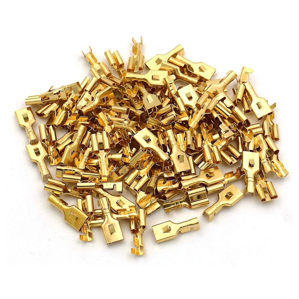 Baomain 100-Pack 6.3mm Female Spade Connectors Non-Insulated | Copper, 18-16 AWG, Heavy-Duty for Automotive & DIY - view 7