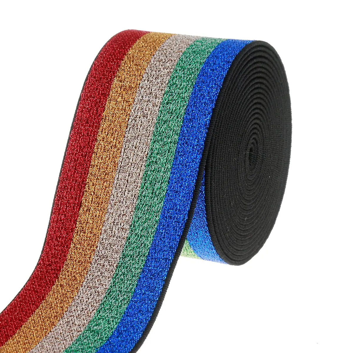 COTOWIN 2-inch Wide Glitter Straps Color Plush Elastic Band 3-Yard | Soft Comfortable Sewing Elastic - view 2