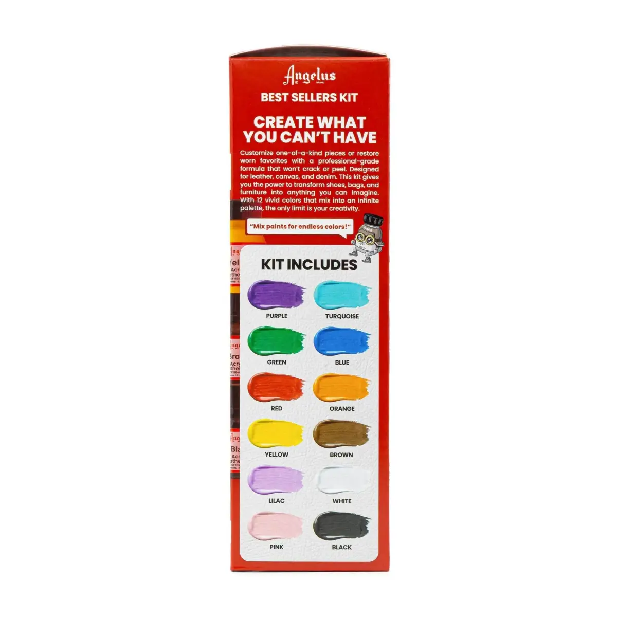 Angelus Acrylic Leather Paint Best Sellers Kit 12 Colors (1 oz Each) | Flexible Paint for Shoes, Sneakers, Furniture - view 5