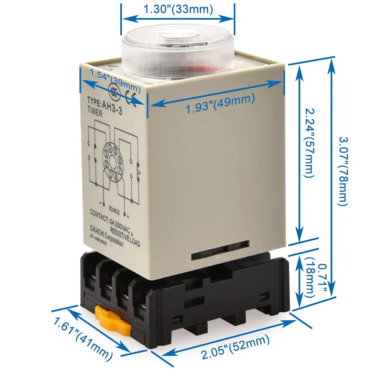 Baomain Timer Delay Relay AC 220V 60 Min | Power-On Delay with Dual LED - view 6