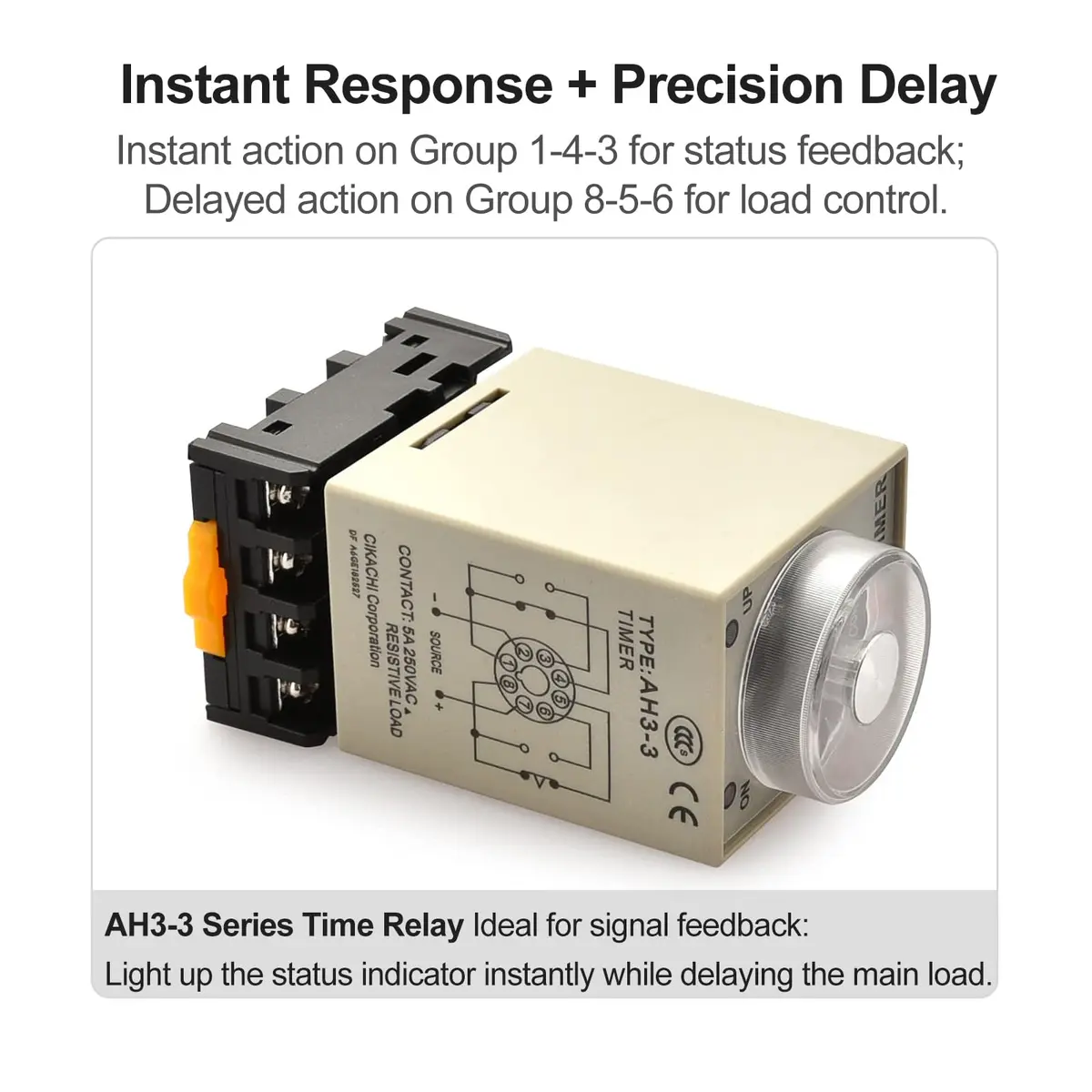Baomain Timer Delay Relay AC 220V 60 Min | Power-On Delay with Dual LED - view 3